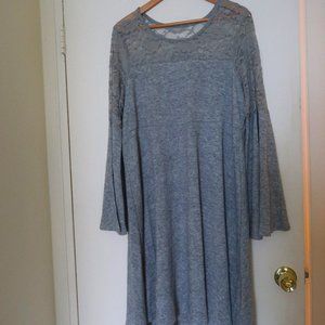 Womans Lace Knit Skater Bell Sleeve Dress